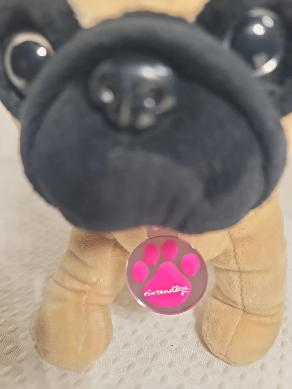 Plush Pug Dog Toy - Tan and Black - Nintendogs Style
